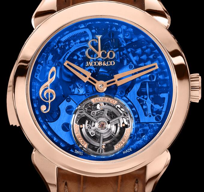 Jacob & Co PT500.40.NS.OB.A PALATIAL FLYING TOURBILLON MINUTE REPEATER ROSE GOLD (BLUE MINERAL CRYSTAL) Replica watch